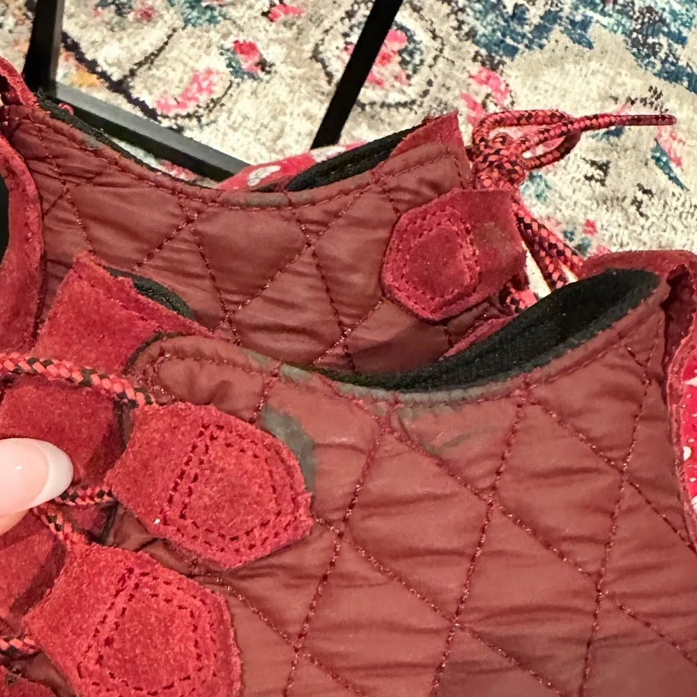 Sorel Gorpcore Red Navy Winter Quilted Rain Ankle Boots Shoes 7